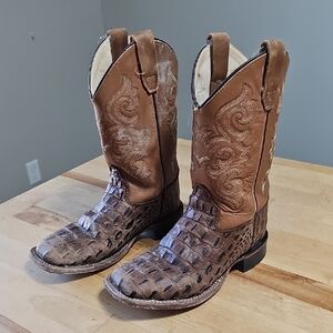🤠 Old West Youth Cowboy Boots Faux Caiman Print 2.0 D